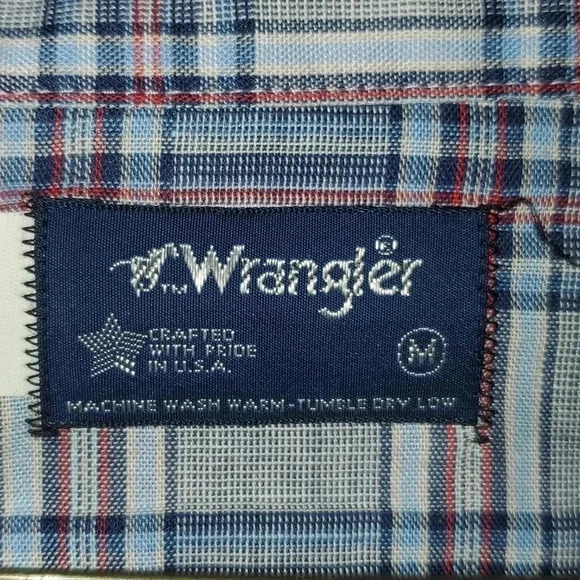 Men’s Wrangler Wrancher Pearl Snap Long Sleeve Gray Plaid Flannel Shirt Sz M - Picture 7 of 7